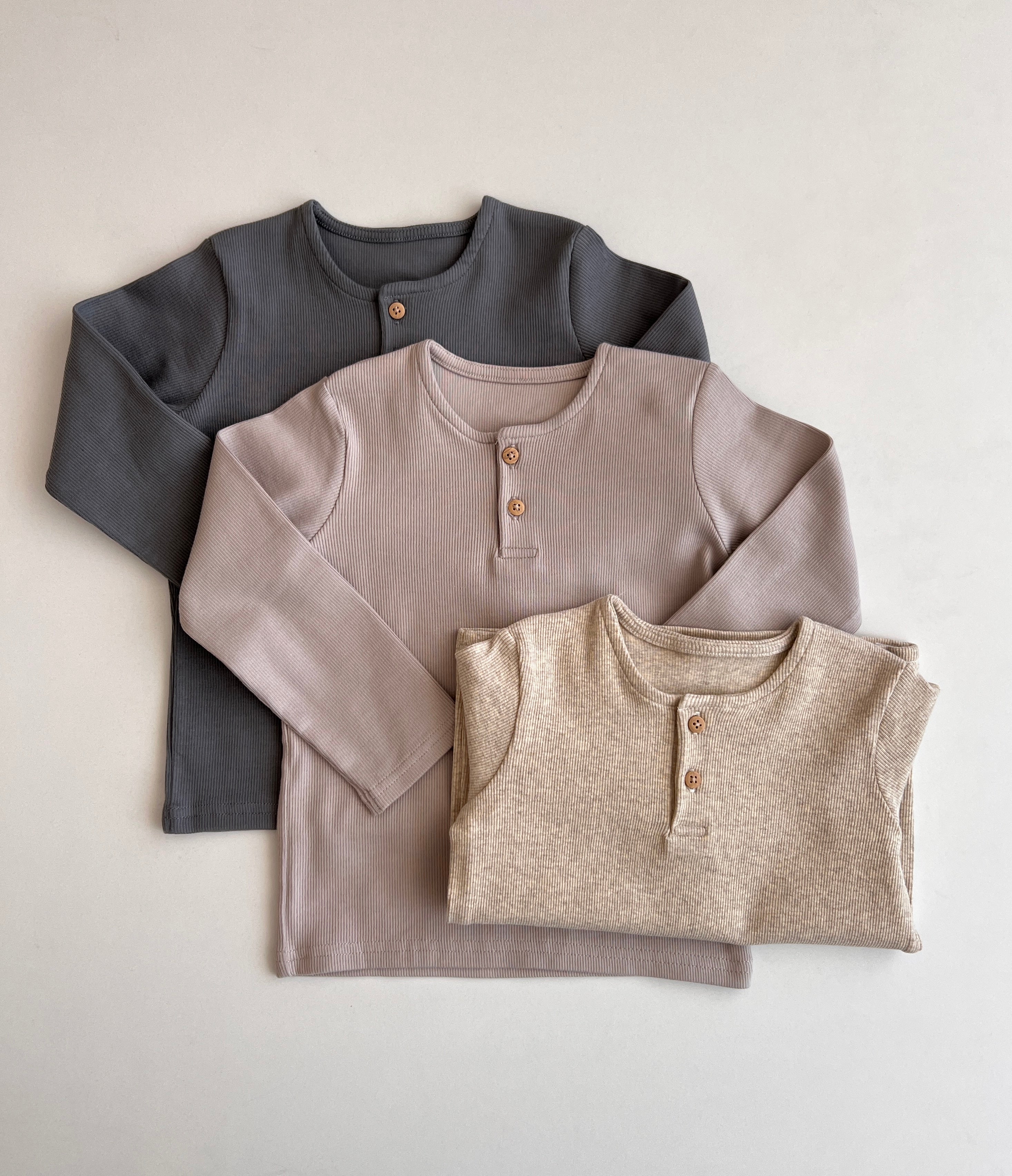 Set me 3 Bluza Henley me Menge te Gjata per Femije