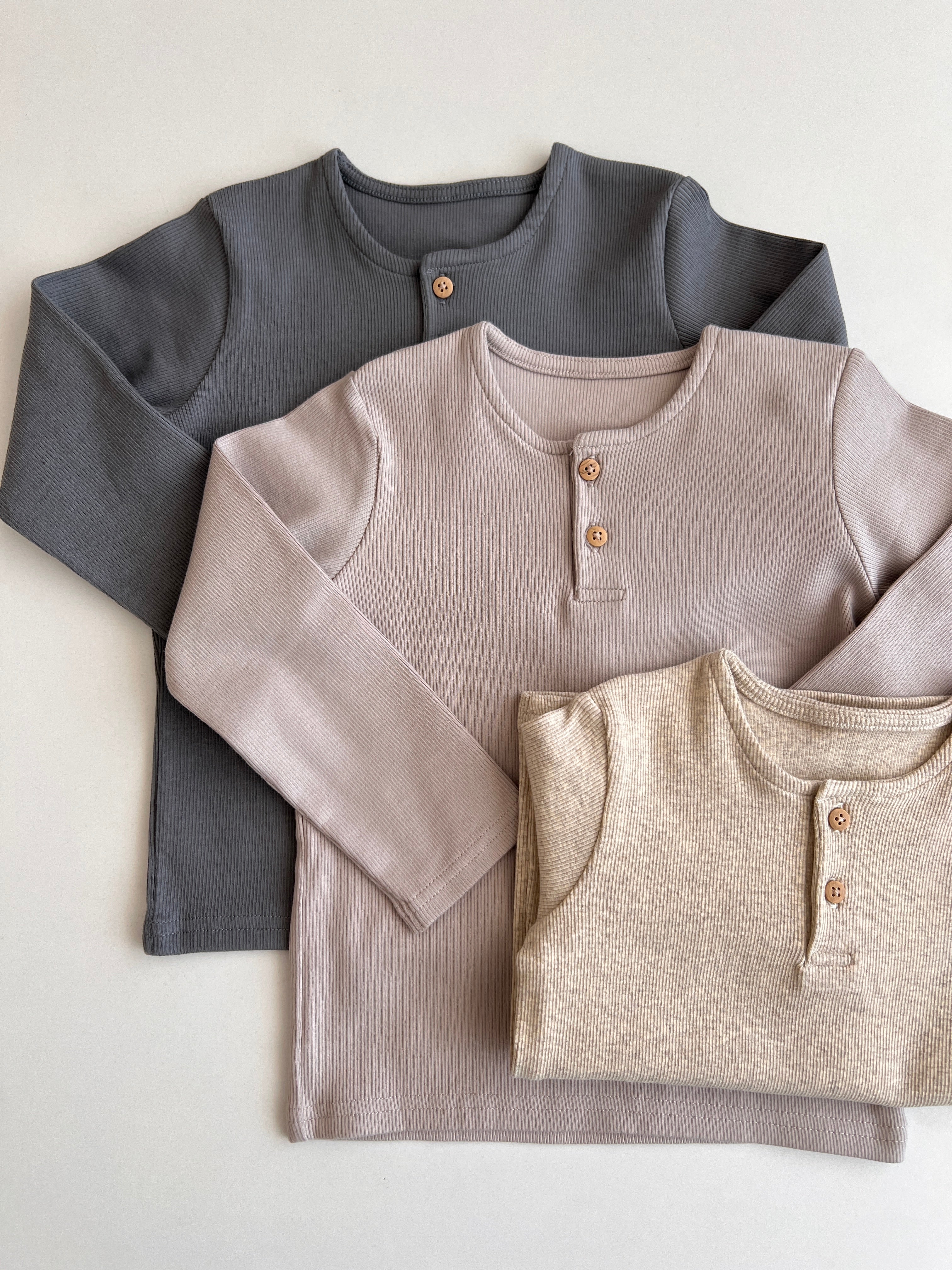 Set me 3 Bluza Henley me Menge te Gjata per Femije