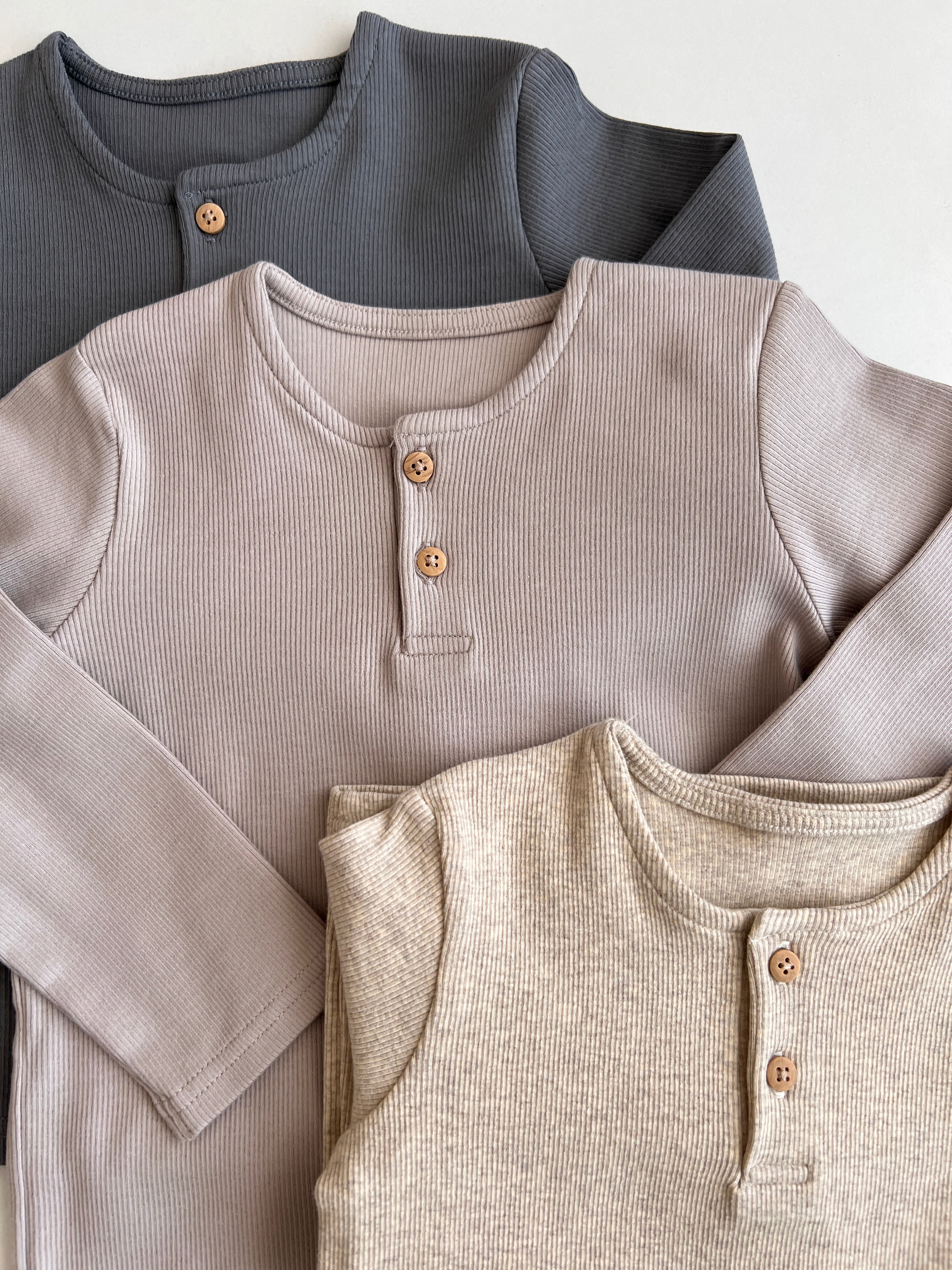 Set me 3 Bluza Henley me Menge te Gjata per Femije