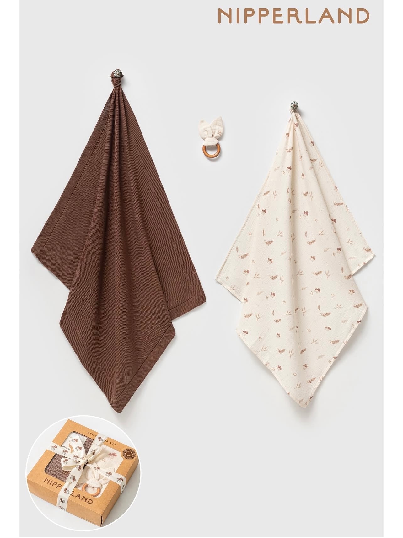 Set Batanie e Thurur Kaf, Nape me Gjethe&Kerpurdhe dhe Loder (85x90 cm)