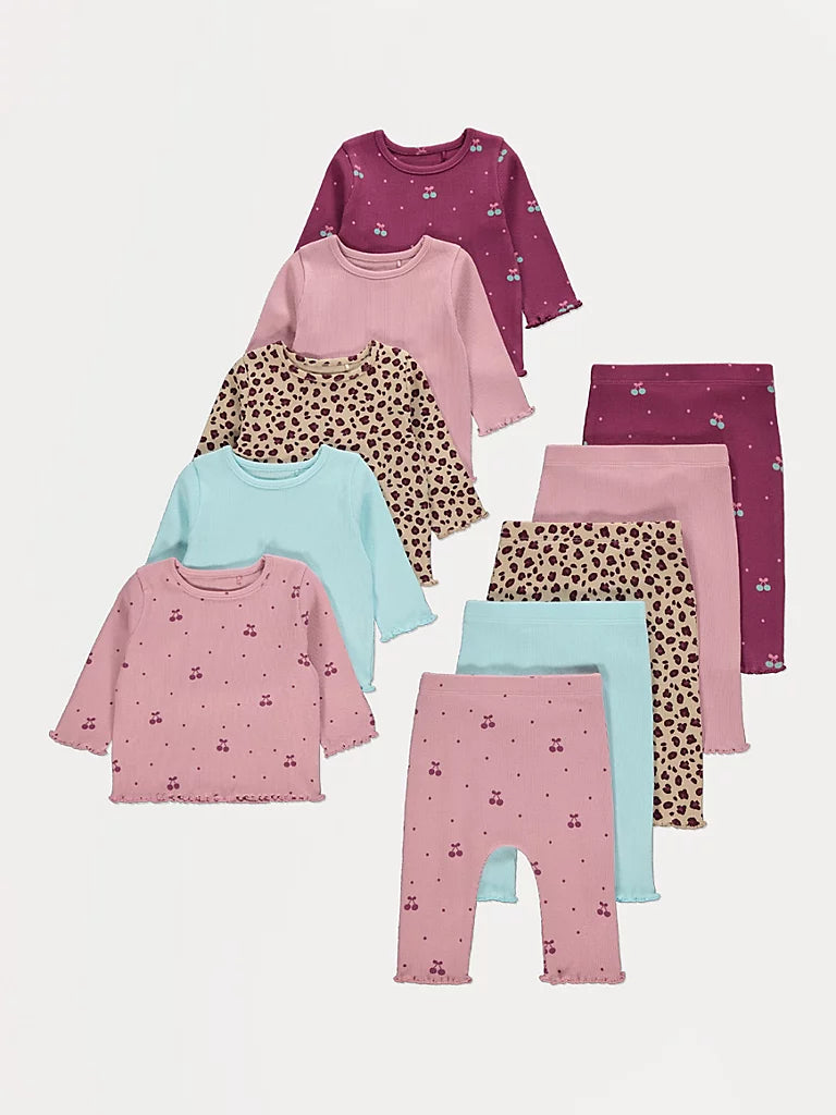 Set me 5 Kostume me Qershi dhe Print Lopardi
