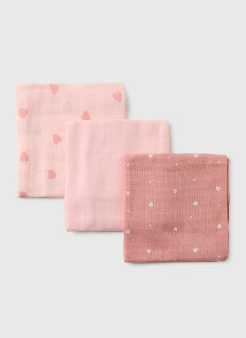 Set me 3 Napa Muslin 100% Pambuk – Dizajn me Zemra (70x70 cm)