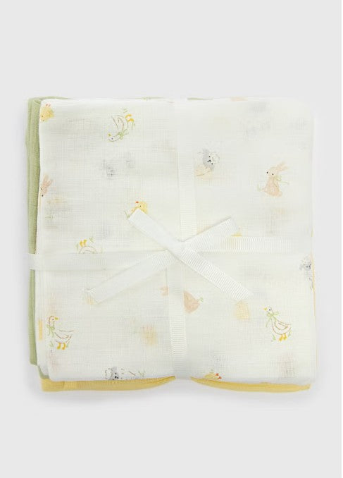 Set 3 Napa Muslin (70x70 cm) - Dizajn me Lepurushë & Ngjyra Pastel