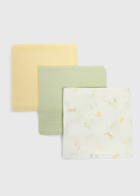 Set 3 Napa Muslin (70x70 cm) - Dizajn me Lepurushë & Ngjyra Pastel