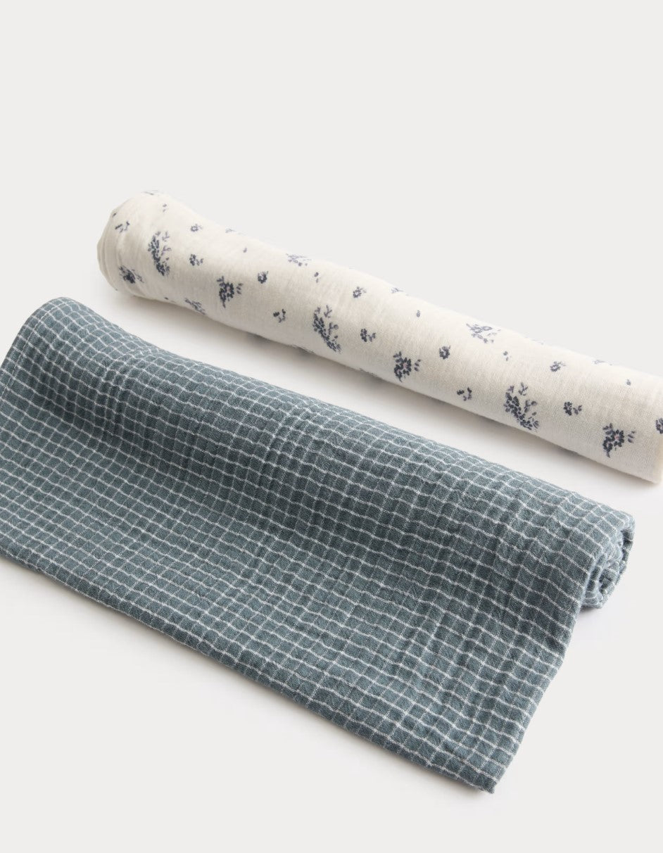 Set me 2 Napa Pambuku (Muslin) 58x58cm – Me Lule dhe Kutia
