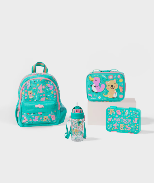 Set 4-Pjesesh "Giggle By Smiggle" - Cante Shpine, Ushqimi, Shishe Uji & Kuti Ushqimi - I Spy Teeny Bundle