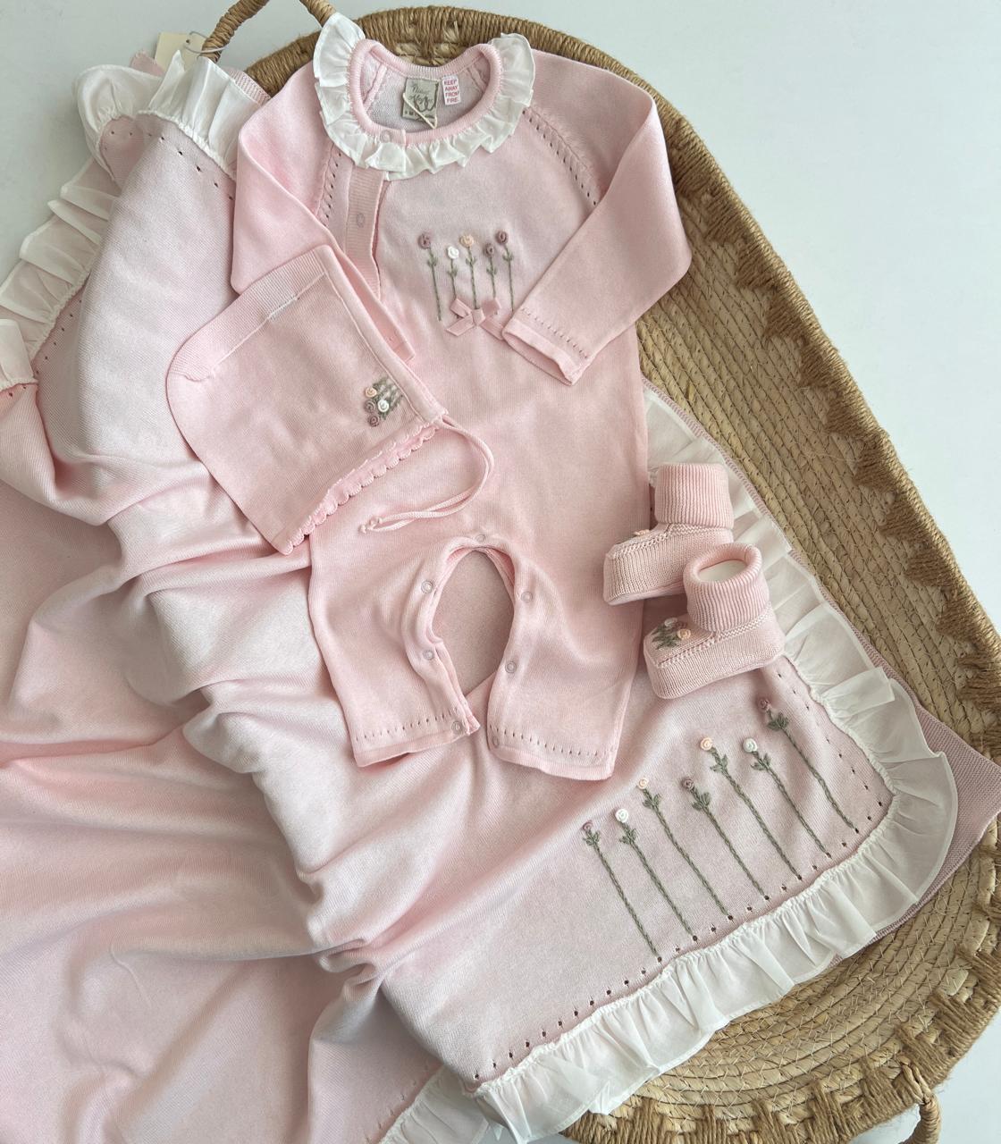 Set Materniteti Premium me 3 Pjese – 100% Pambuk "Vintage Floral" Roze