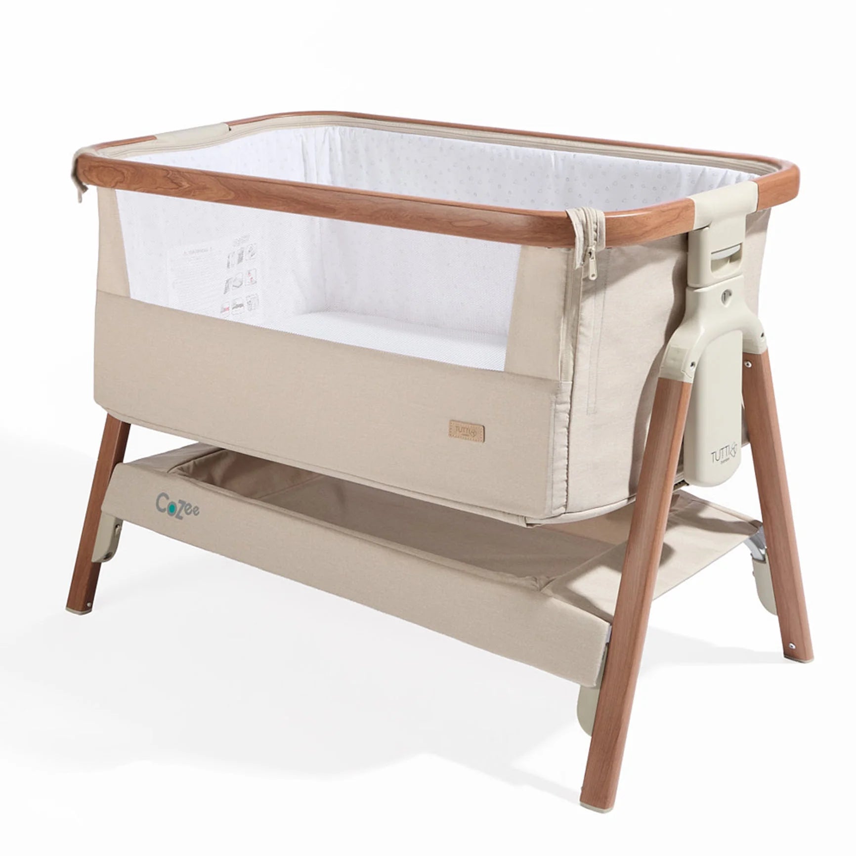 Krevat Femijesh Next to Me CoZee Bedside Crib - Scandinavian Walnut/Ecru