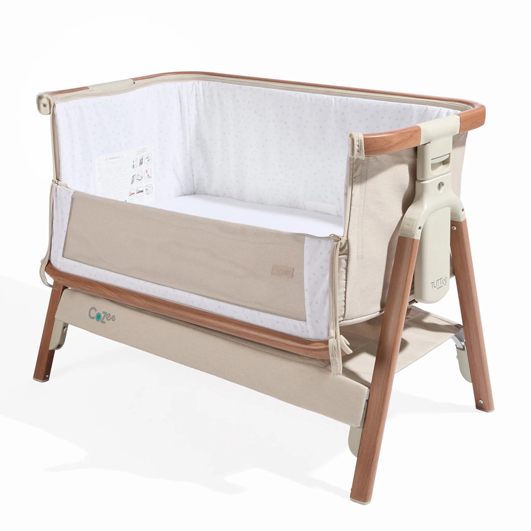 Krevat Femijesh Next to Me CoZee Bedside Crib - Scandinavian Walnut/Ecru
