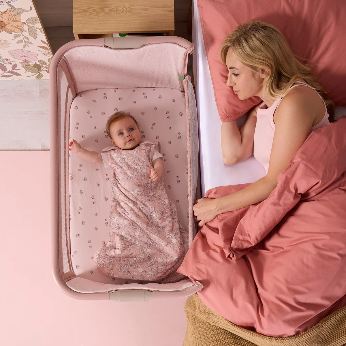 Krevat Femijesh Next to Me CoZee Zen Bedside Crib - Blush