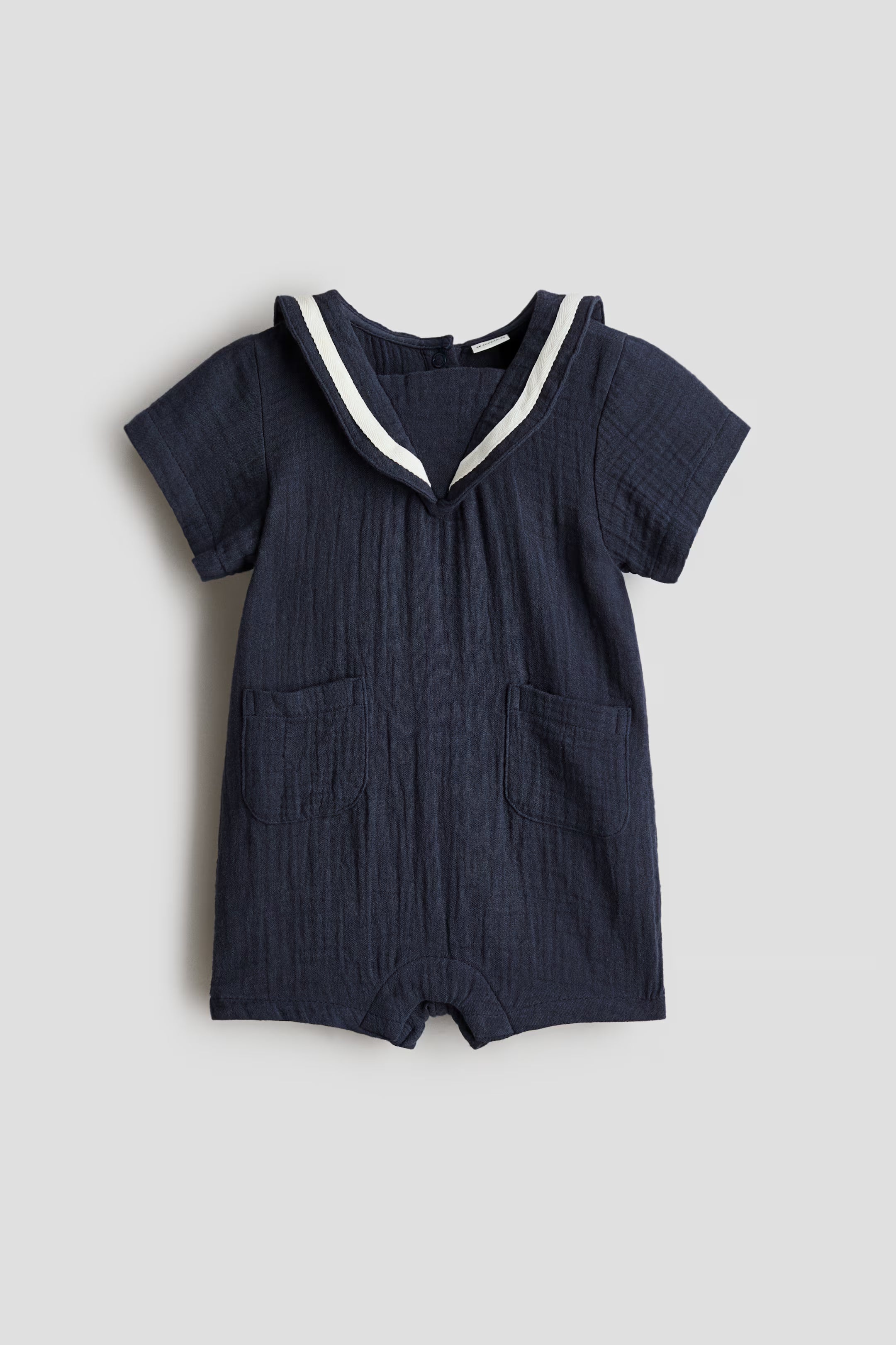 Romper Marinar – 100% Pambuk Muslin ne Ngjyre Blu Marine