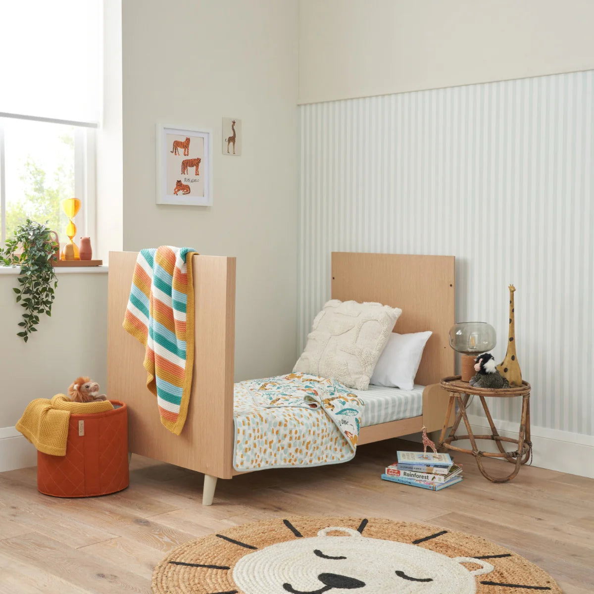 Krevat Femijesh Fika Mini 3-në-1 - Light Oak & White Sand | Stil Skandinav