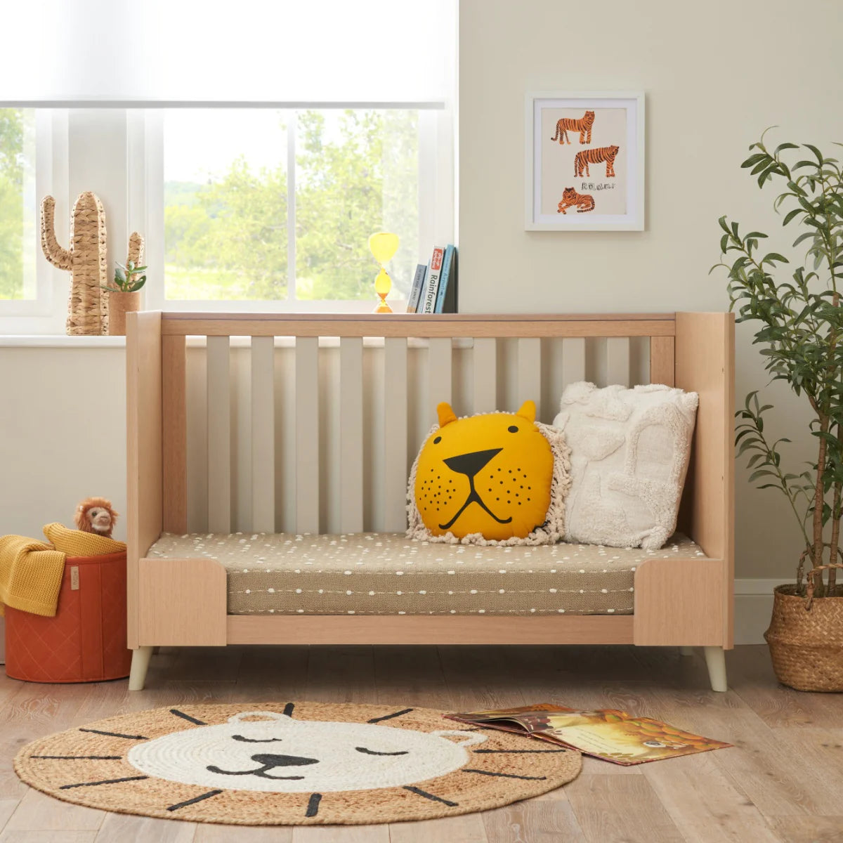 Krevat Femijesh Fika Mini 3-në-1 - Light Oak & White Sand | Stil Skandinav