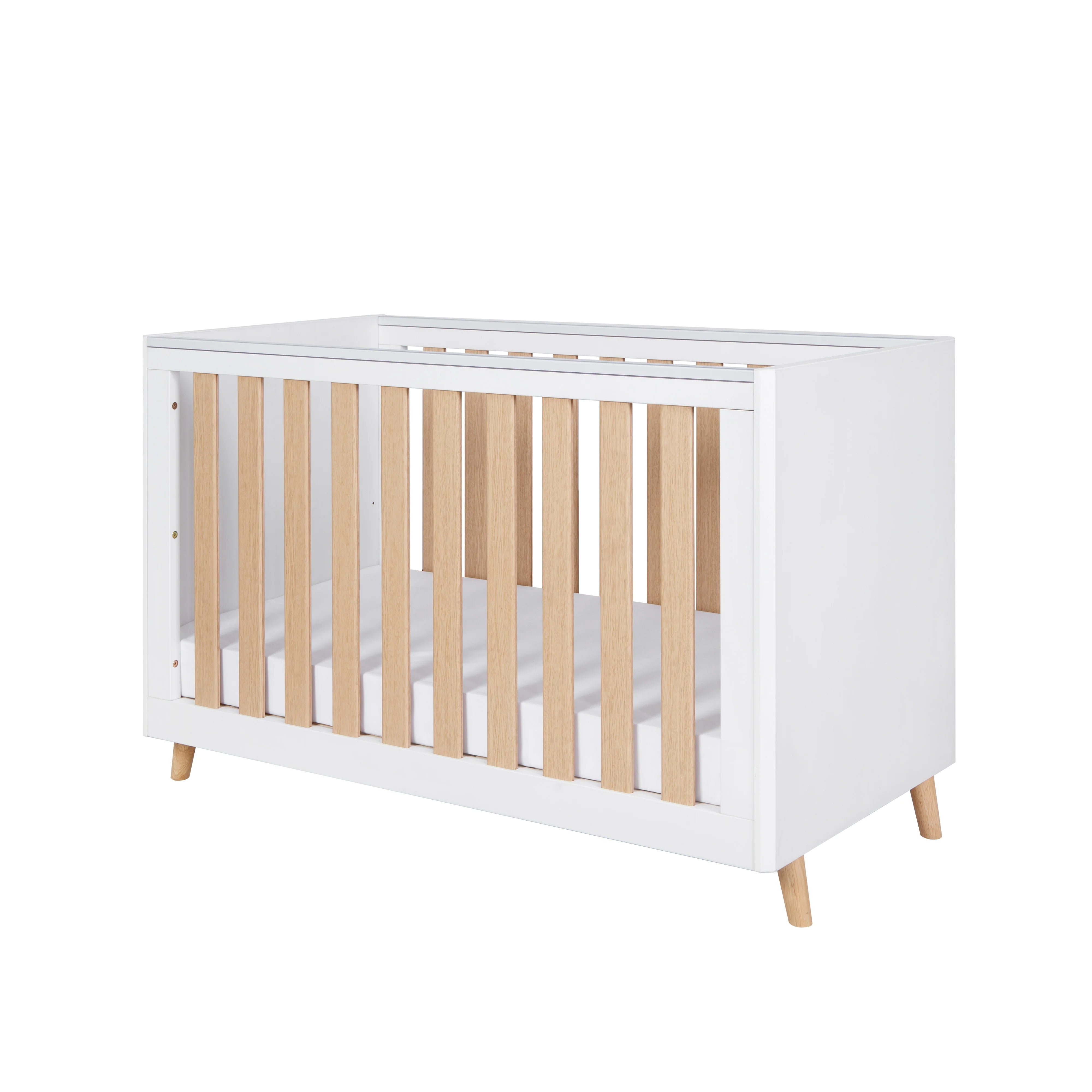 Krevat Femijesh Fika Mini - White & Light Oak  Stil Skandinav