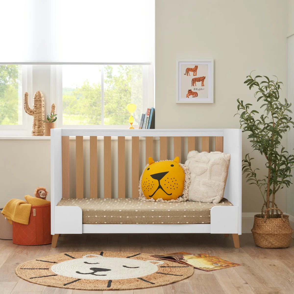 Krevat Femijesh Fika Mini - White & Light Oak  Stil Skandinav