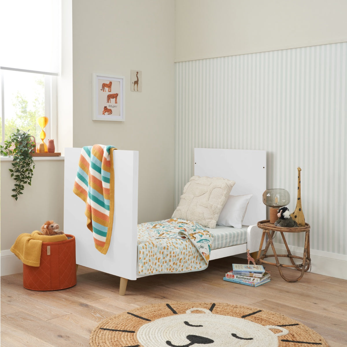 Krevat Femijesh Fika Mini - White & Light Oak  Stil Skandinav