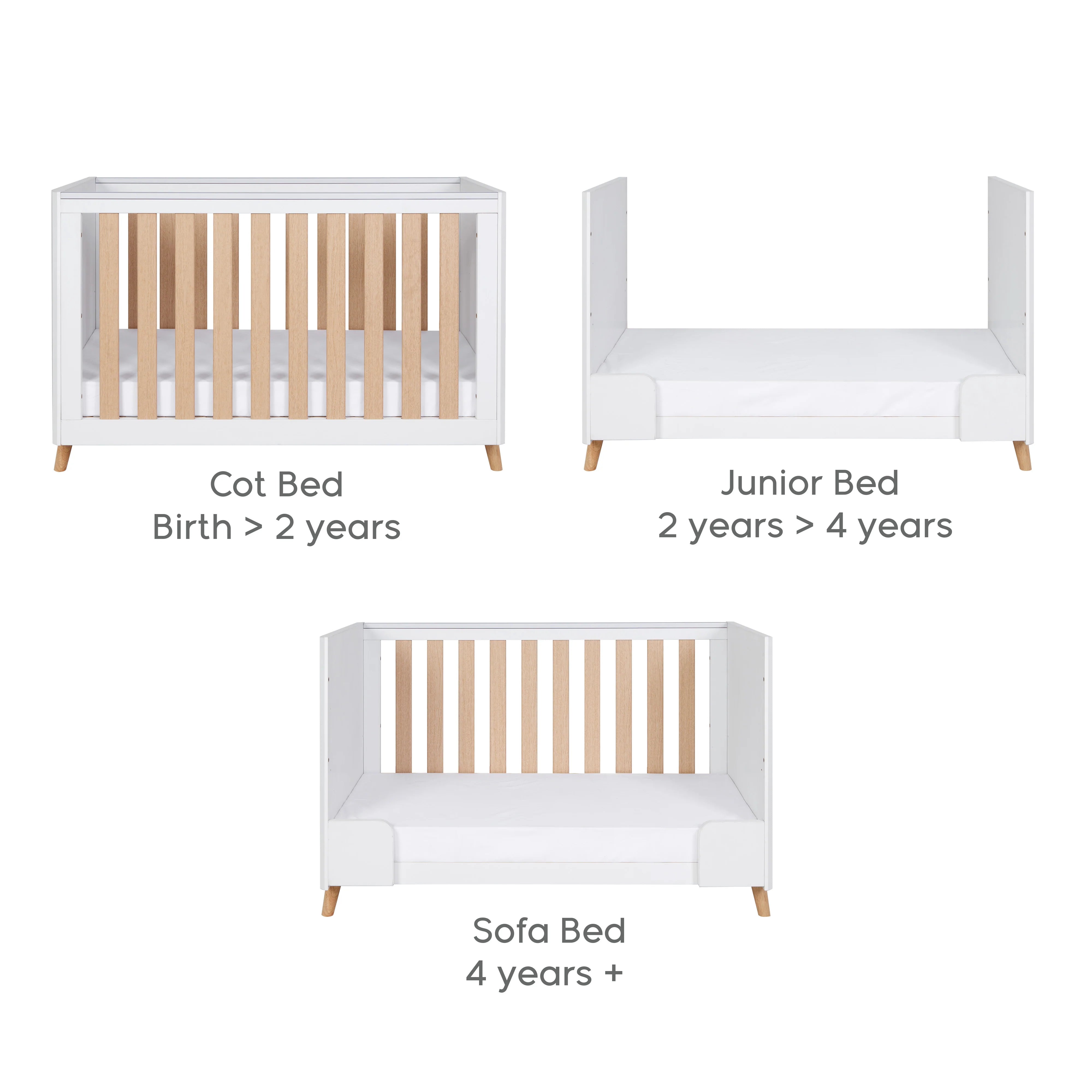 Krevat Femijesh Fika Mini - White & Light Oak  Stil Skandinav