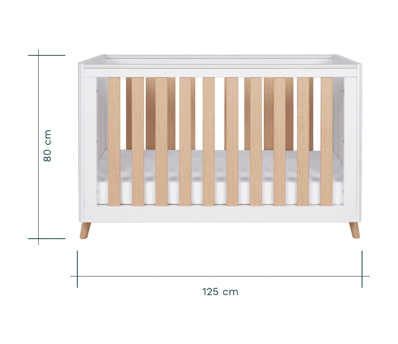 Krevat Femijesh Fika Mini - White & Light Oak  Stil Skandinav