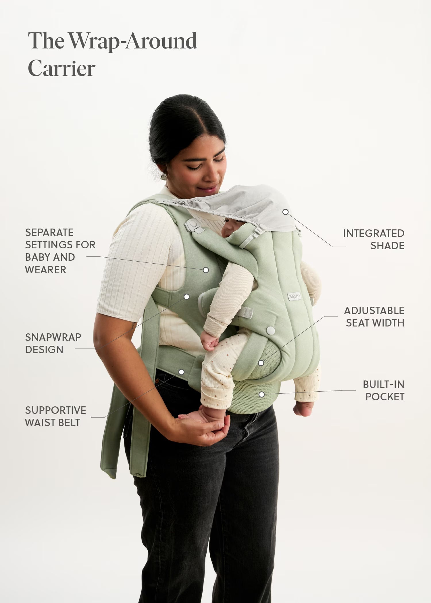 Baby Carrier Hold (Kangur) - Soft Brushed Woven - Light Green