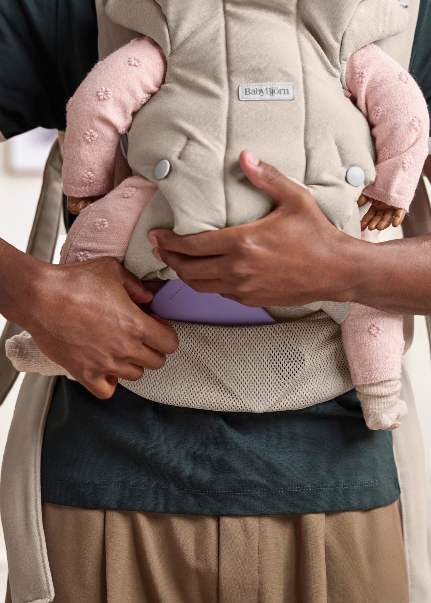 Baby Carrier Hold (Kangur) - Soft Brushed Woven - Sand Grey