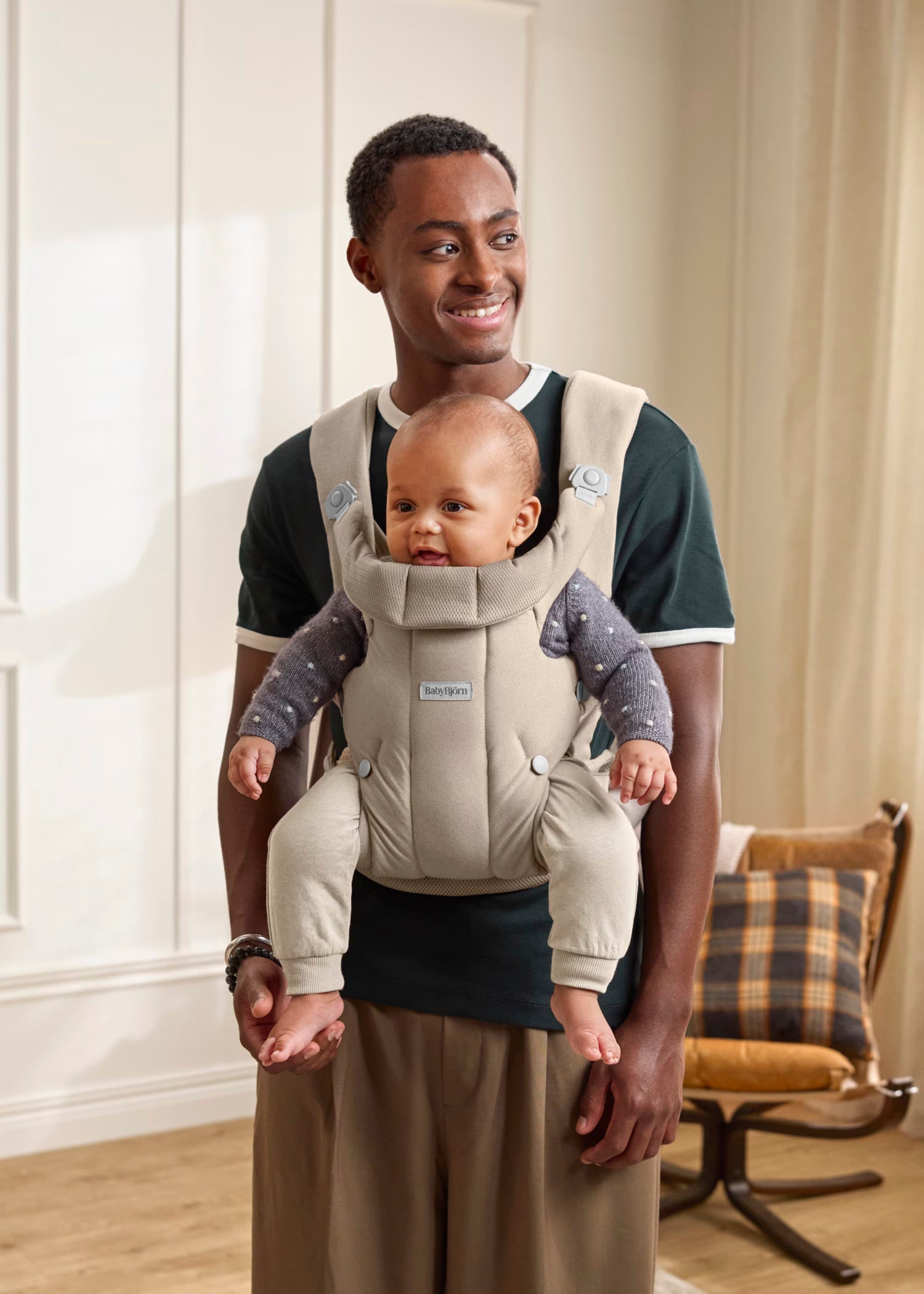Baby Carrier Hold (Kangur) - Soft Brushed Woven - Sand Grey