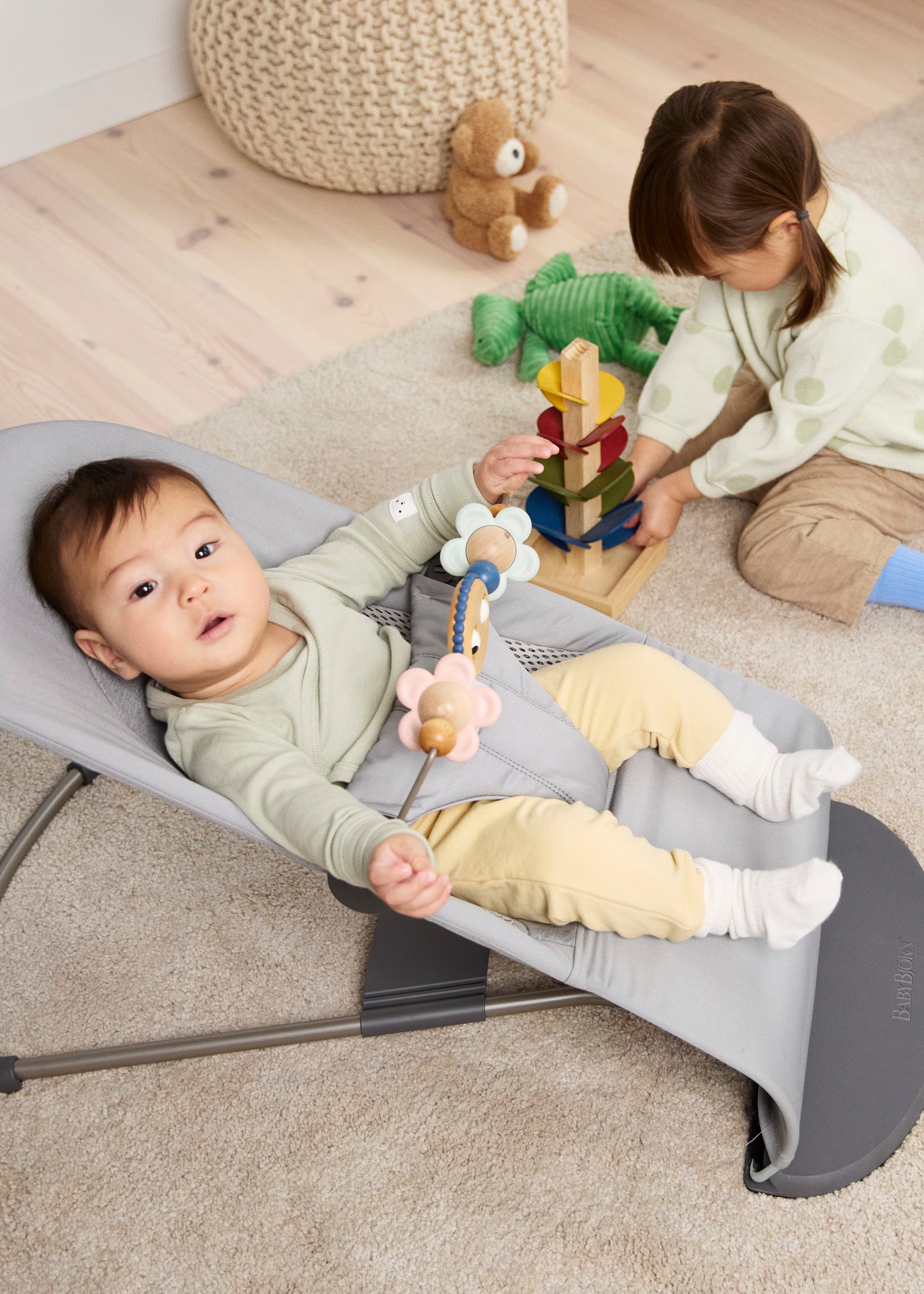 Baby Bjorn Bouncer Balance Soft Woven Jersey Tri-Fabric - Light Gray