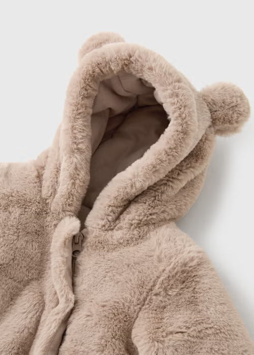 Pramsuit Dimeror per Femije me Gezof Ngjyre Kafe (Baby Brown Fur Snowsuit)