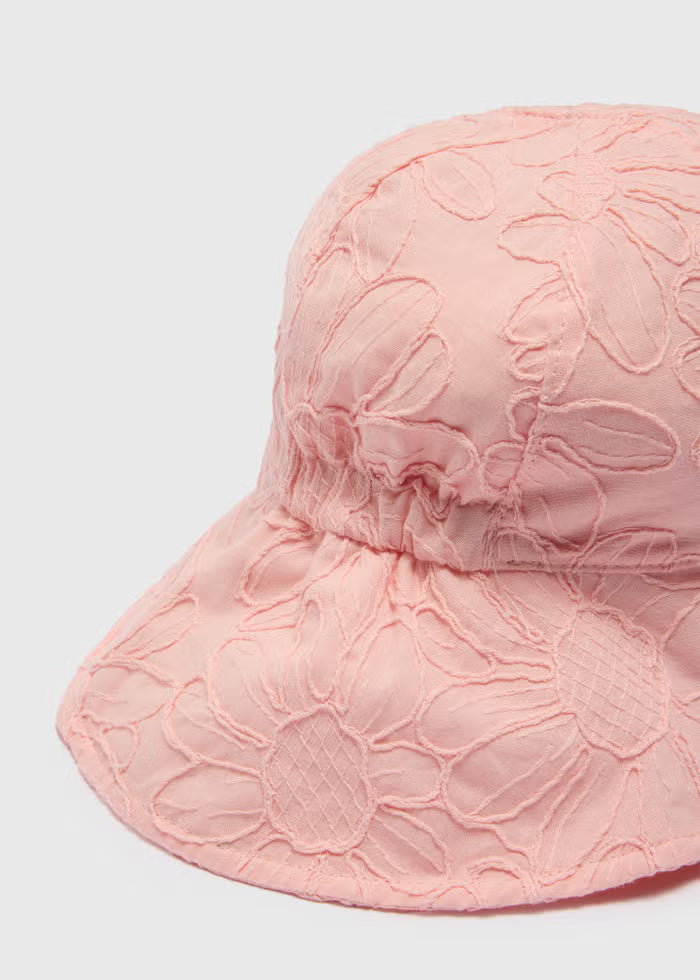 Kapele "Bucket" Roze me Qendisje Florale