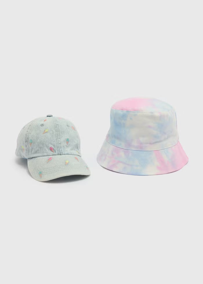 Set me 2 Kapele per Vajza – Multicolour Tie-Dye