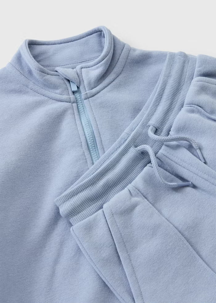 Kostum me Bluze me Zinxhir - Blu