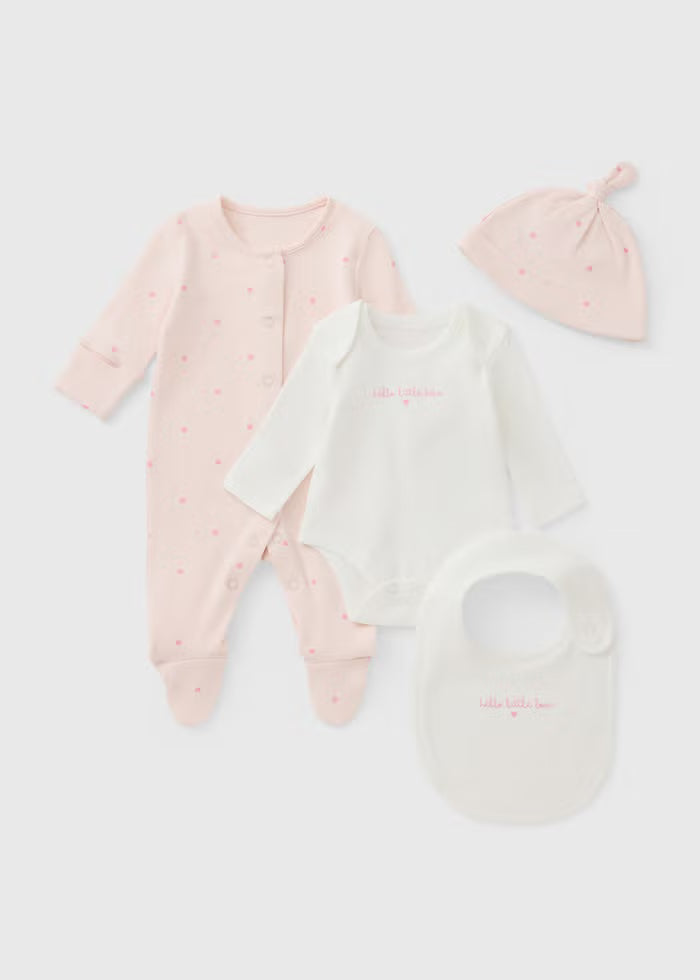 Set Materniteti me 4 Pjese Tutine, Body, Kapuc, Gushore - Roze