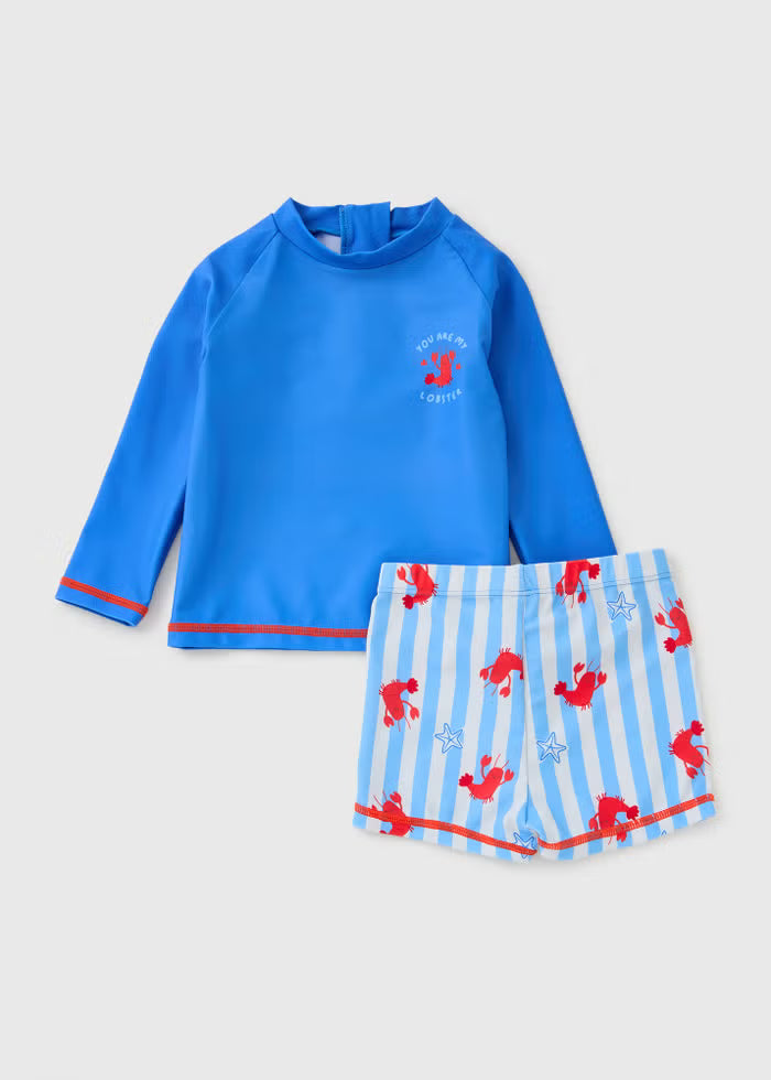 Kostum Plazhi "Baby Blue Lobster" me Bluze UV dhe Pantallona