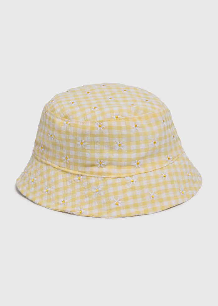 Kapele e Verdhe me Lule Margarite & Gingham