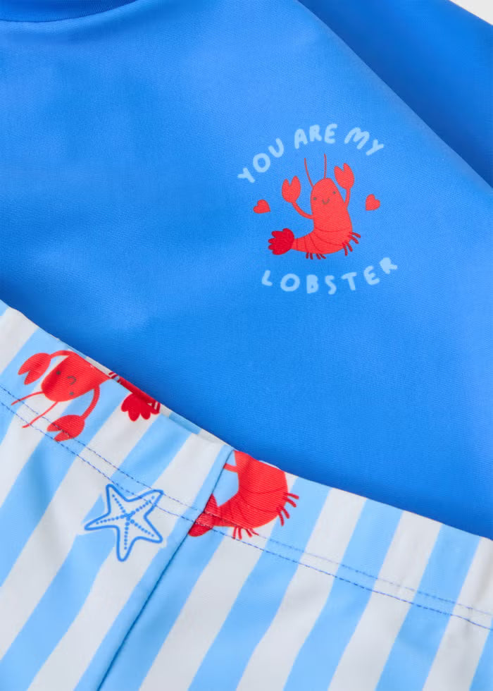 Kostum Plazhi "Baby Blue Lobster" me Bluze UV dhe Pantallona