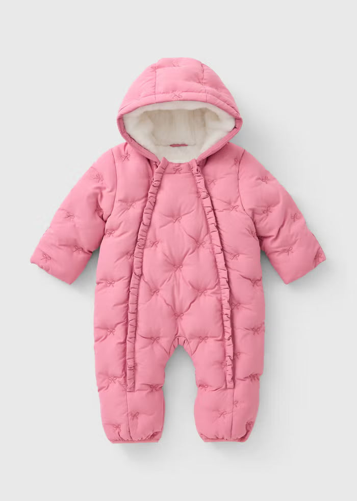 Snowsuit me Kapuç dhe Veshe - Roze