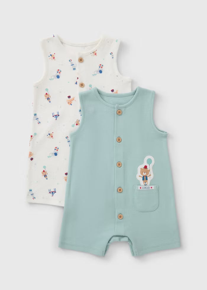 Set me 2 Rompera "Baby Blue Circus"