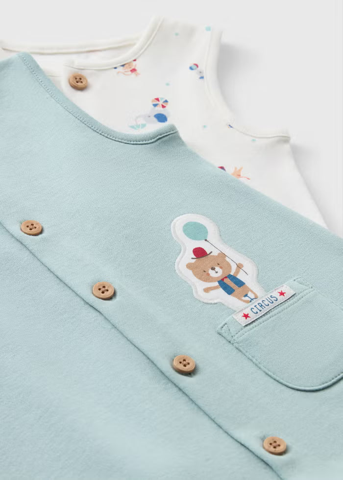 Set me 2 Rompera "Baby Blue Circus"