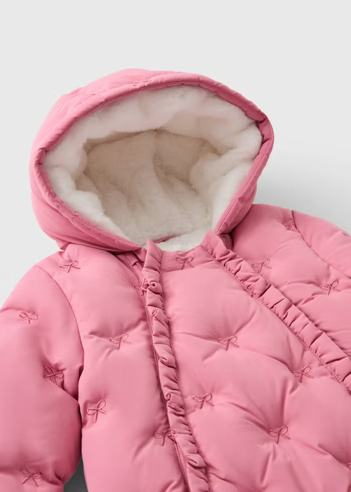 Snowsuit me Kapuç dhe Veshe - Roze