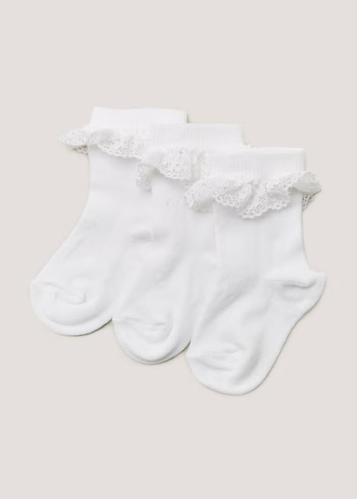Set me 3 Pale Corape te Bardha me Tantelle
