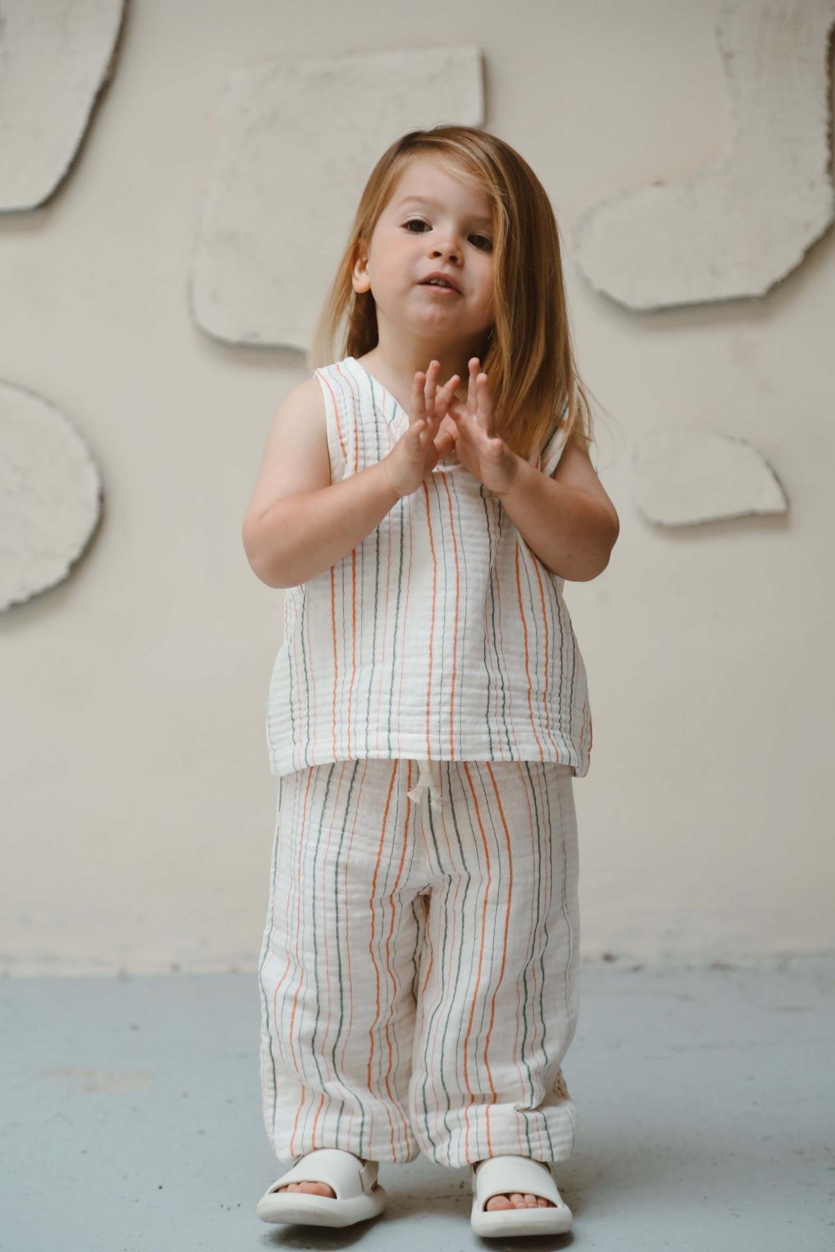 Kostum Unisex "Eco-Stripes" – 100% Pambuk Muslin