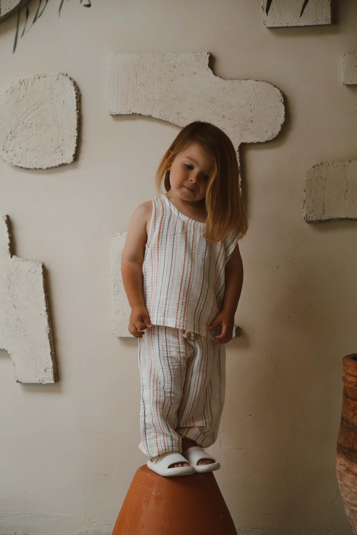 Kostum Unisex "Eco-Stripes" – 100% Pambuk Muslin