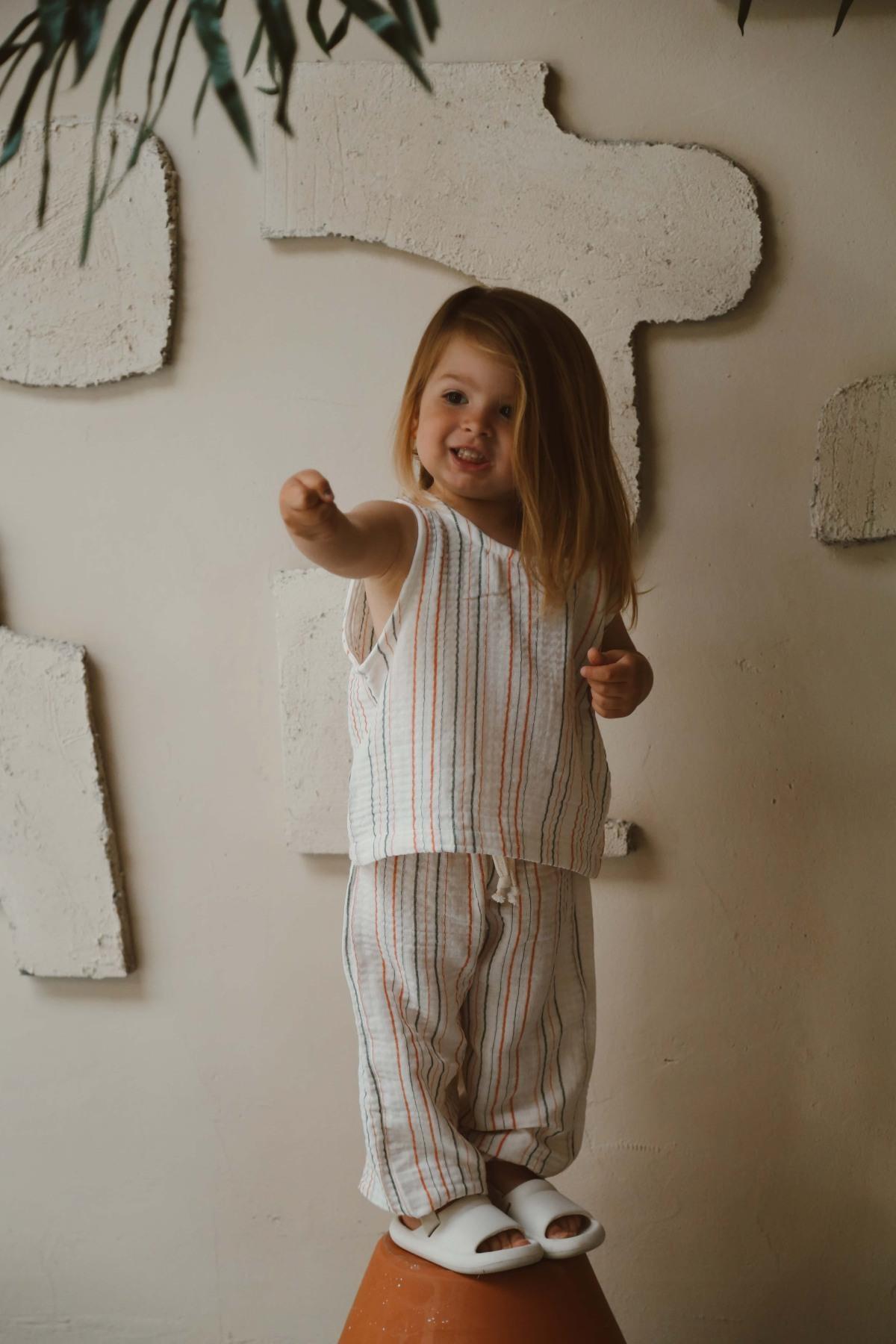 Kostum Unisex "Eco-Stripes" – 100% Pambuk Muslin