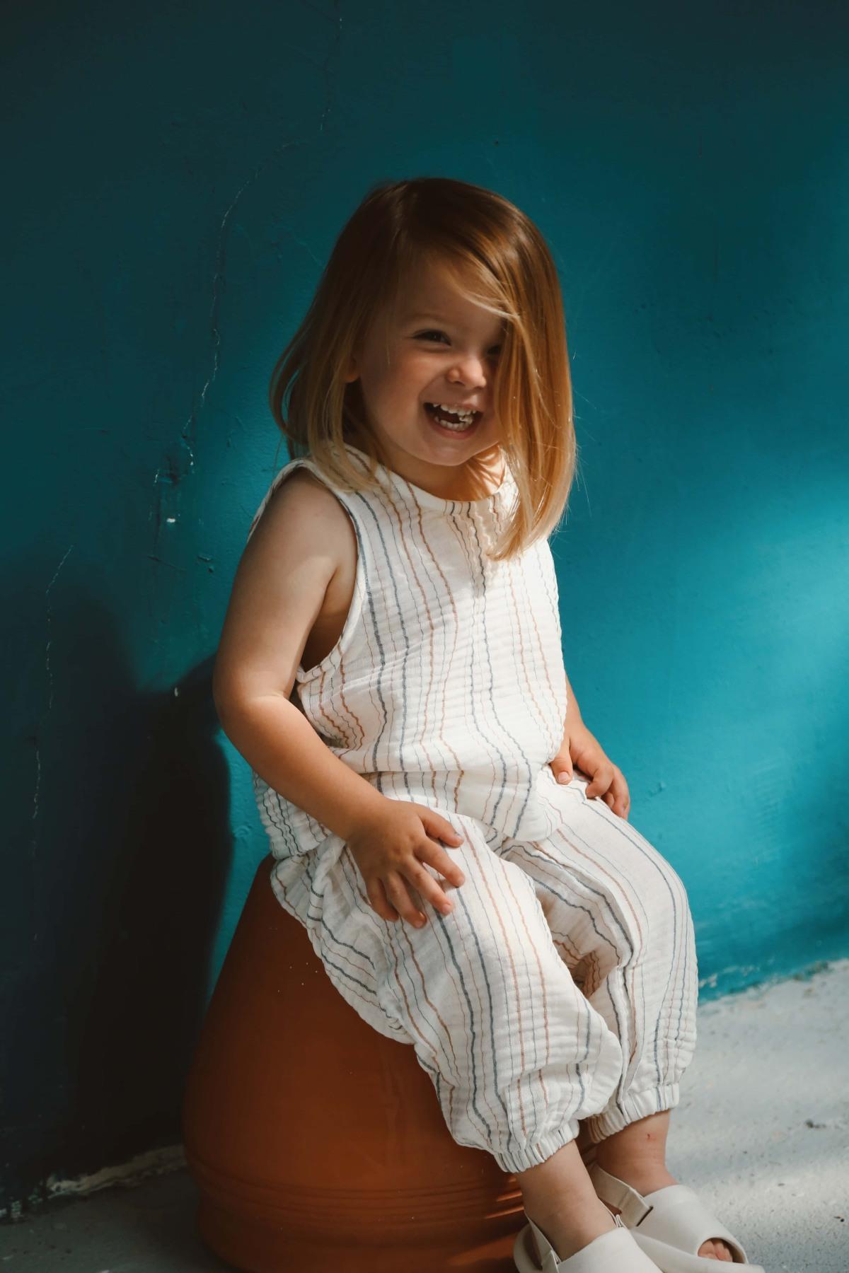 Kostum Unisex "Eco-Stripes" – 100% Pambuk Muslin