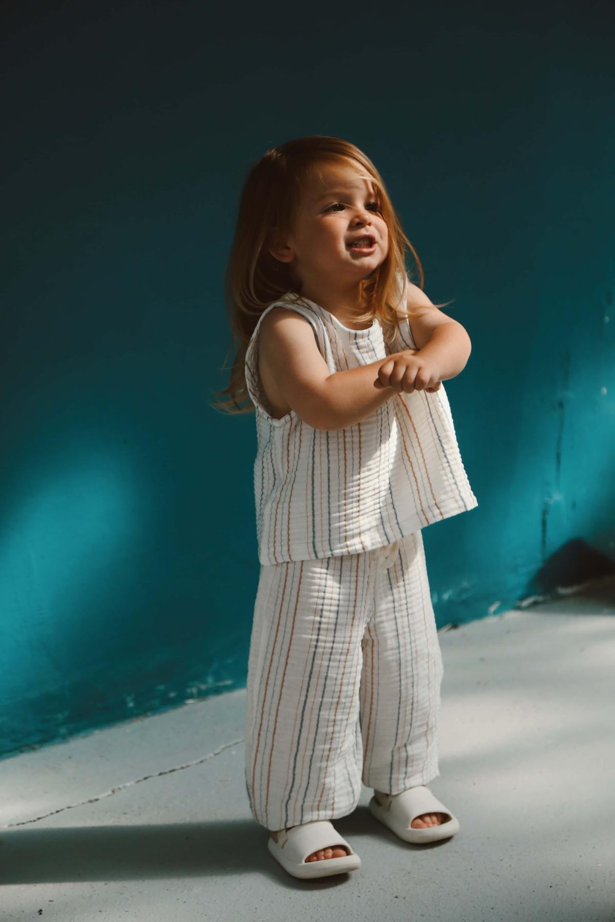 Kostum Unisex "Eco-Stripes" – 100% Pambuk Muslin