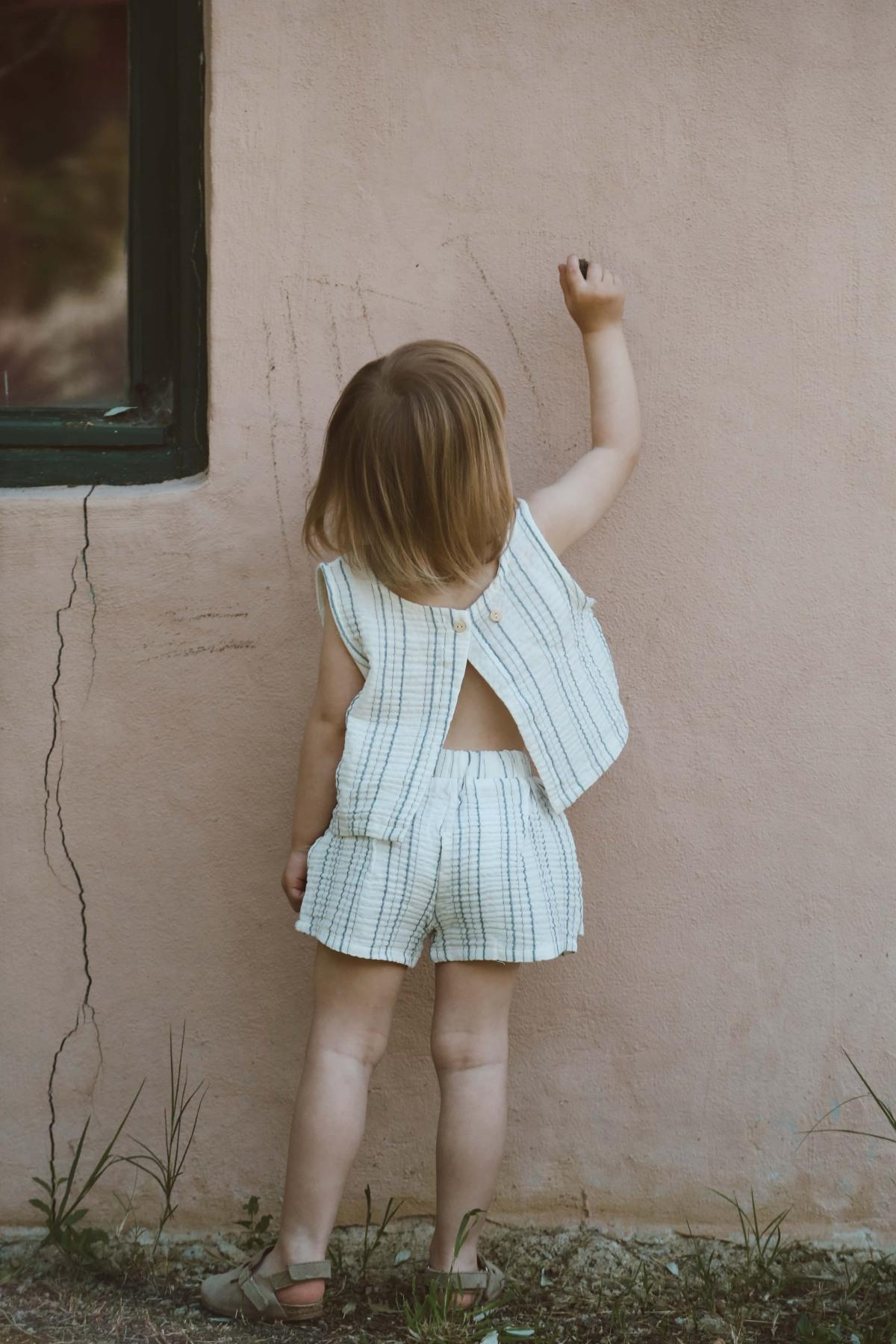 Kostum Muslin Bluze & Fund Pantallon - Vija Blu
