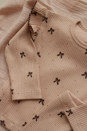 Kostum ribbed me fjongo - "Beige Bow"