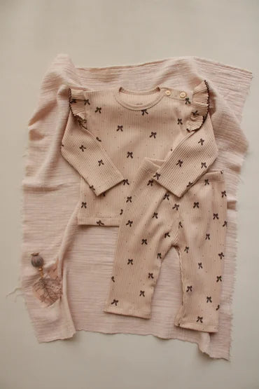 Kostum ribbed me fjongo - "Beige Bow"