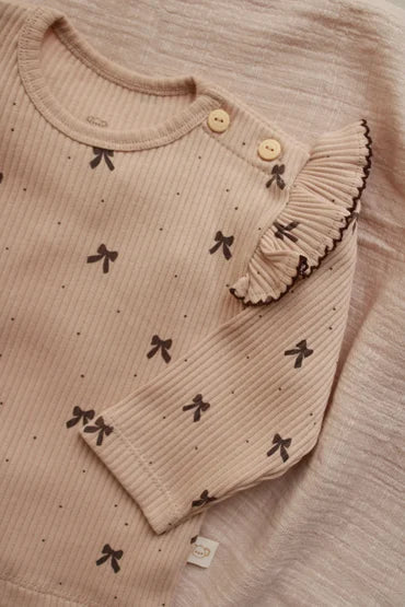Kostum ribbed me fjongo - "Beige Bow"