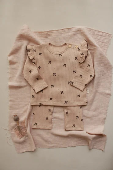 Kostum ribbed me fjongo - "Beige Bow"