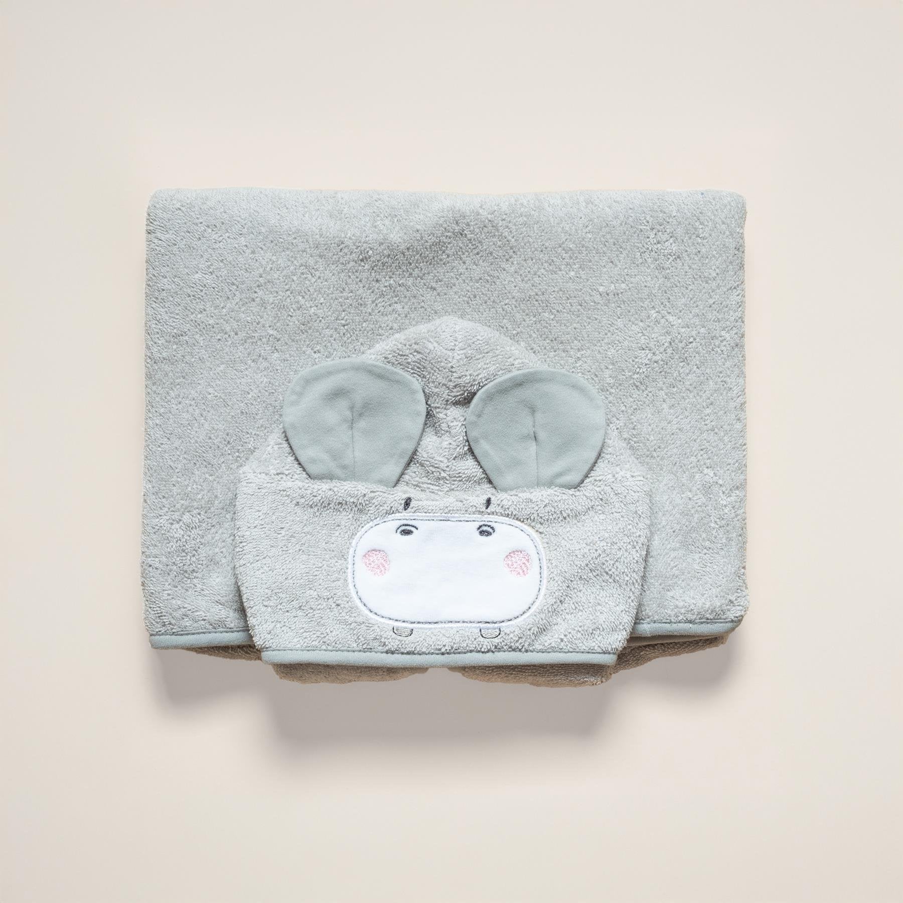 Poncho Gri "Bath Time" – 100% Pambuk Absorbues